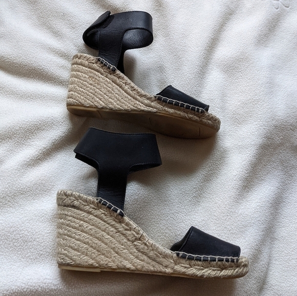 VINCE Sophie black leather wedge espadrille 7 - Picture 4 of 10